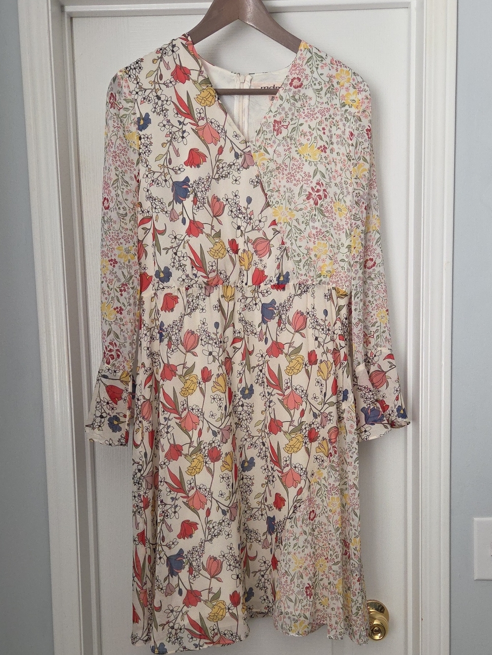 MDMS Mademoiselle Mixed Patchwork Floral Midi Dress